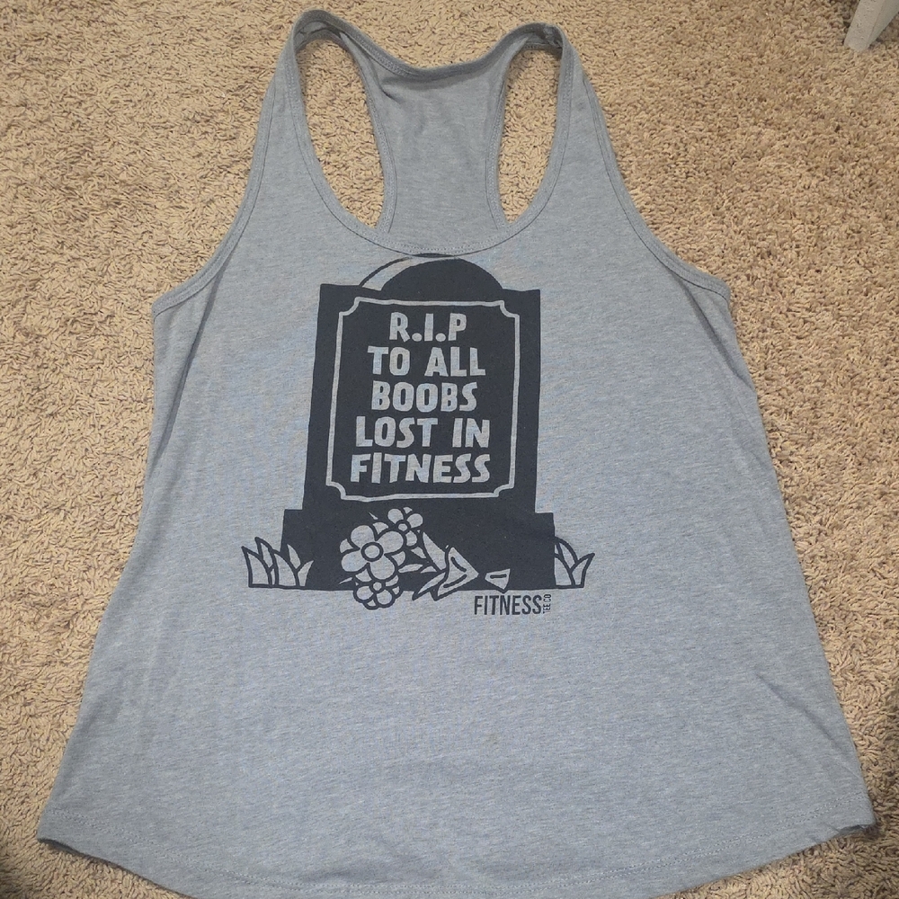 Gray Graphic Tank Top By fitness Tee Co Size Large